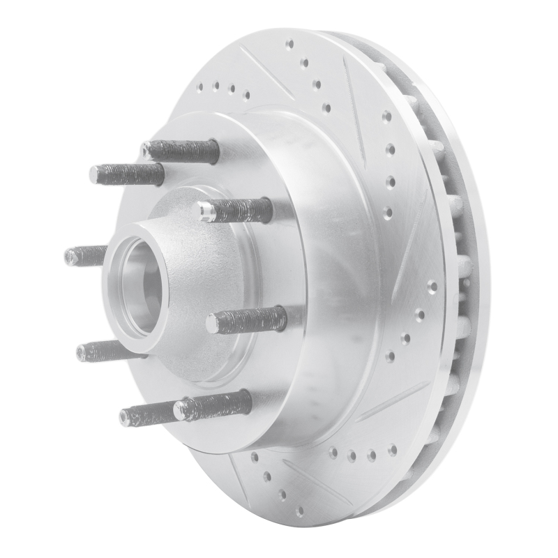 Ford F-250 Super Duty Brake Rotor (1) - Front Right - R1 Concepts - Drilled & Slotted - Silver - `03-`05